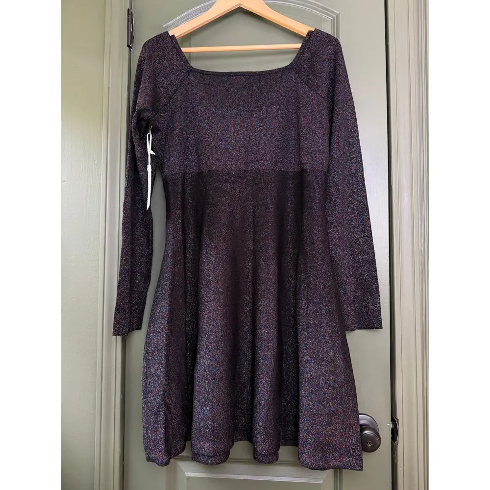 NWT Hyacinth House Black Metallic Shimmer Selena Knit Holiday Mini Dress Small - Picture 4 of 7